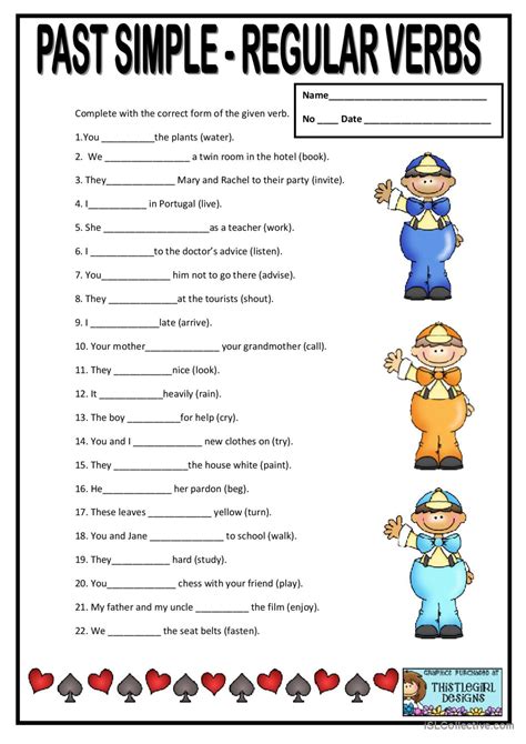 PAST SIMPLE REGULAR VERBS: English ESL worksheets pdf & doc