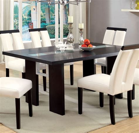 Contemporary Glass-Insert Dining Table, Black By Casagear Home | Dining ...