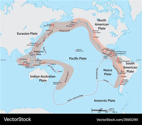 Map pacific ring fire Royalty Free Vector Image