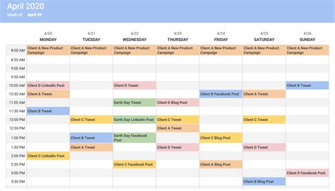 Printable Content Calendar