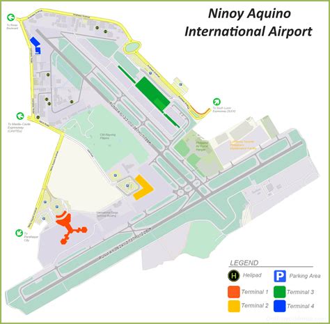 Ninoy Aquino International Airport Overview Map (NAIA) - Ontheworldmap.com