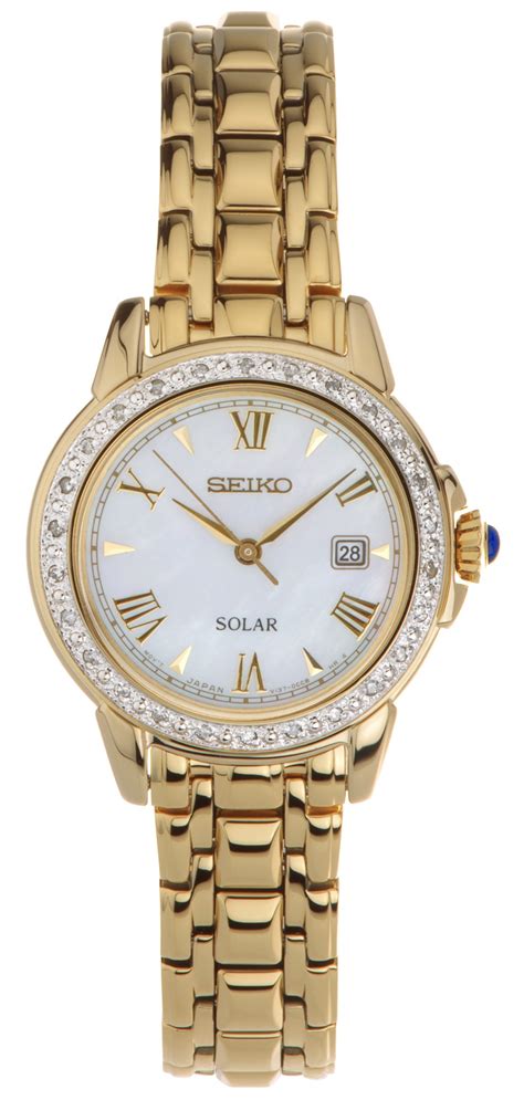 Seiko Women's Solar Gold-Tone Diamond Watch SUT172