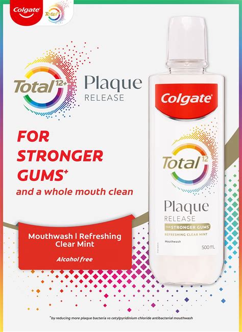 Buy Colgate Mouthwash Total Plaque Release Clear Mint 500ml Online at ...