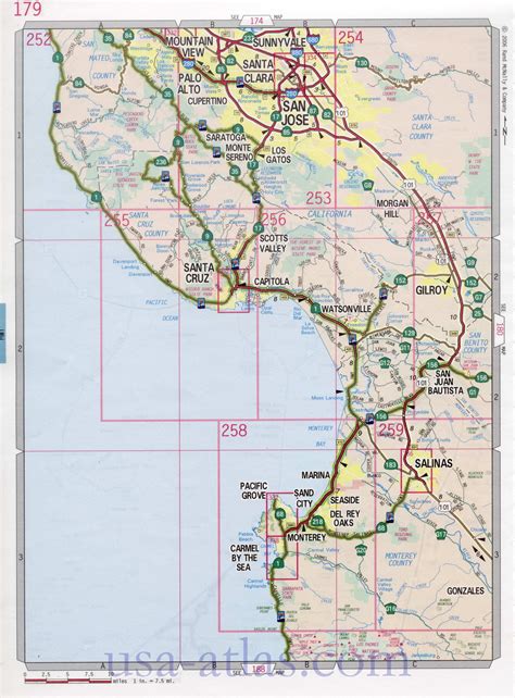 Santa Cruz road map. Free download map of Santa Cruz county CA ...