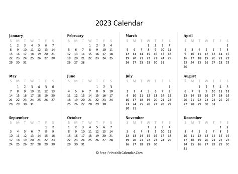 free printable calendar 2023 template in pdf - 2023 calendar pdf word ...