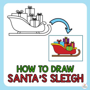 Santa Sleigh Drawing Step By Step Tutorial (FREE Printable)