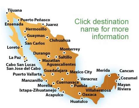 Mexico beaches map - Map of beaches in Mexico (Central America - Americas)