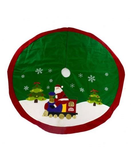 Merry Christmas Green Red Santa Claus And Train Christmas Tree Skirt 47 ...