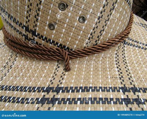 Details of Straw Hat with Chin Strap Stock Photo - Image of market ...