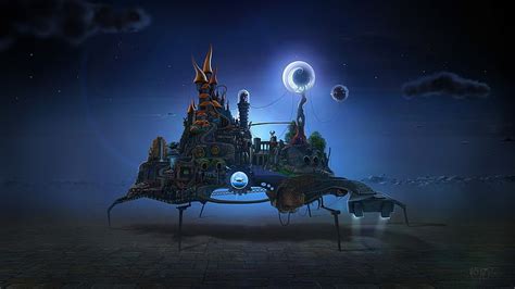 HD wallpaper: blue castle illustration, fantasy art, surreal, clouds ...