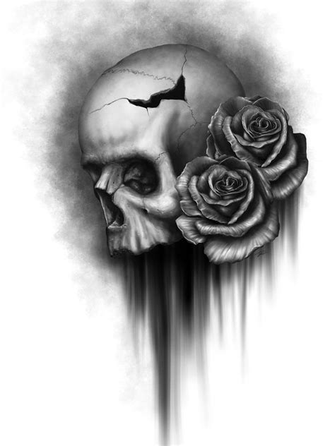 Skull and Rose 2, an art print by Rodger Pister | Skulls drawing, Skull ...