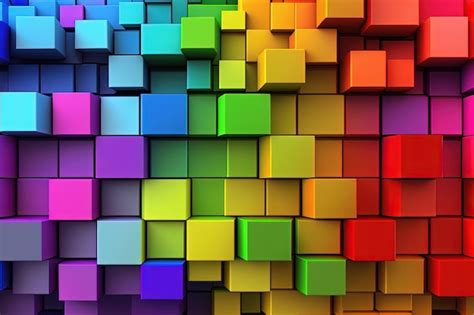 Premium Photo | Colorful Rainbow 3d Block Background