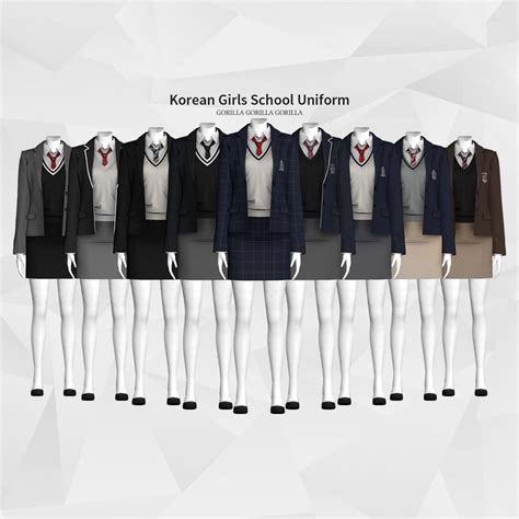 Korean Girls School Uniform | Gorilla Gorilla Gorilla | Sims 4 clothing ...