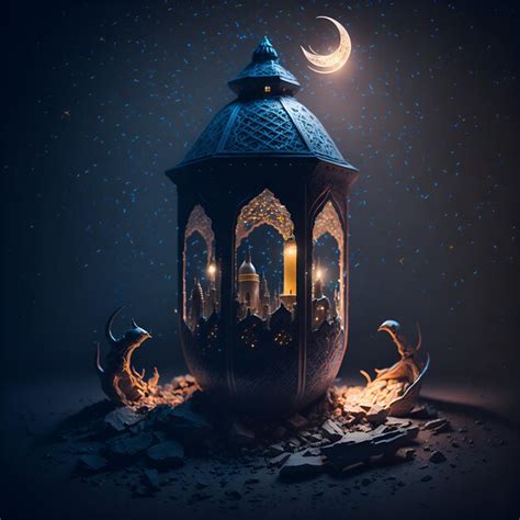 Premium Photo | Photo of a lantern with moon and night sky