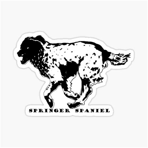 "Springer Spaniel in Action: Black and White Logo" Sticker for Sale by ...