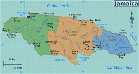 Large map of the regions of Jamaica. Jamaica regions large map ...