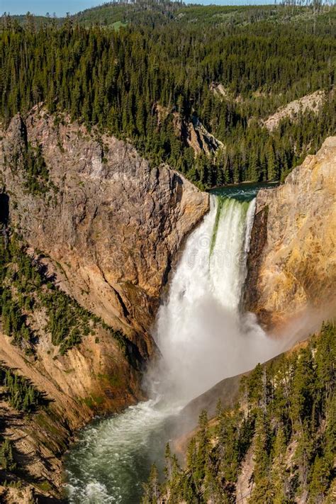 Lower Falls Waterfall in Grand Canyon of Yellowstone Stock Image ...