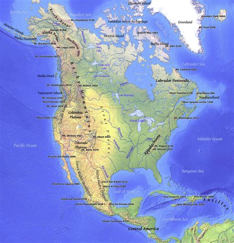 Map of North America showing the location of the Rocky Mountains ...