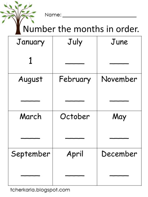 Months Of Year Worksheet