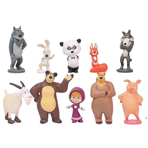 Buy Masha and The Bear – Set of 10 Figures Toys– Playset for Playing or ...