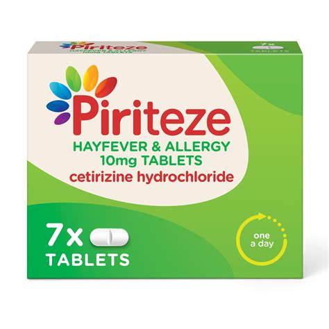 Piriteze Antihistamine Allergy Relief Tablets, Cetirizine - Pack of 7 ...