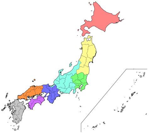 File:Regions and Prefectures of Japan no labels.svg.png - Ufopedia