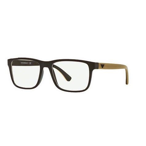 Emporio Armani Men's EA3103 5562 53 Rectangle Plastic Brown Clear ...