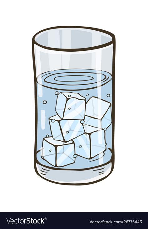 Glass water with ice cubes Royalty Free Vector Image