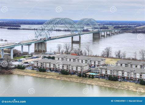 View of Bridge Over Mississippi River at Memphis Stock Image - Image of ...