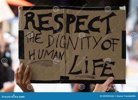 Miami, FL, USA - JUNE, 2020: Poster. Respect the Dignity of Human Life ...