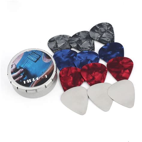 Guitar Pick Stainless Steel Celluloid Pick W/ Metal Storage Box ...