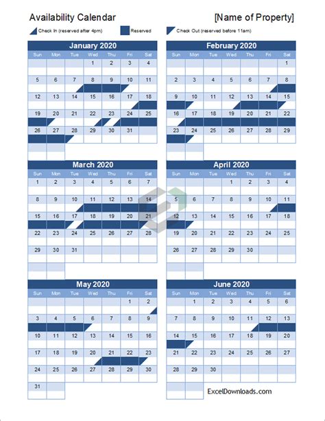 Download Free Availability Calendar Template in Excel