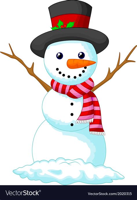 Christmas snowman cartoon wearing a hat and red sc