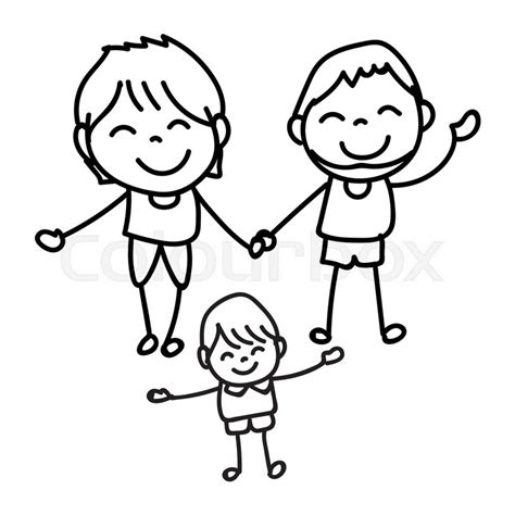 Hand drawing happy people, family ... | Stock vector | Colourbox