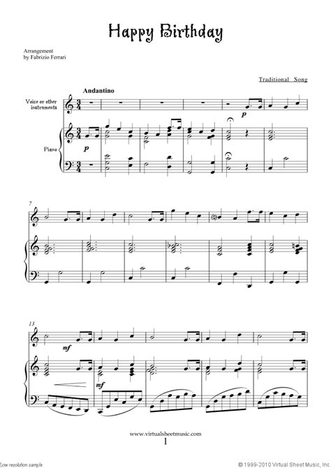 Happy Birthday free sheet music to download for piano, voice or other ...