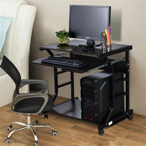 Mobile Rolling Computer Desk Small Space Saver Desk Laptop PC Printer ...