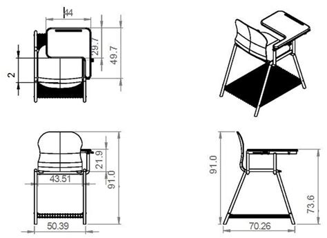 Display of proposed student's chair design with necessary dimensions ...