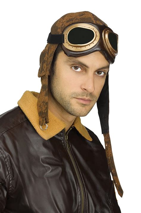 Adult Aviator Cap and Goggles With Adjustable Strap Halloween Costume ...