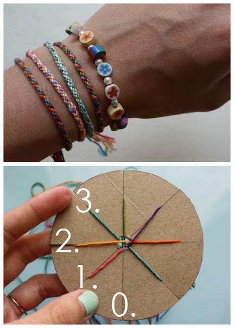 DIY Woven Friendship Bracelet Using a Circular Cardboard Loom. Very ...