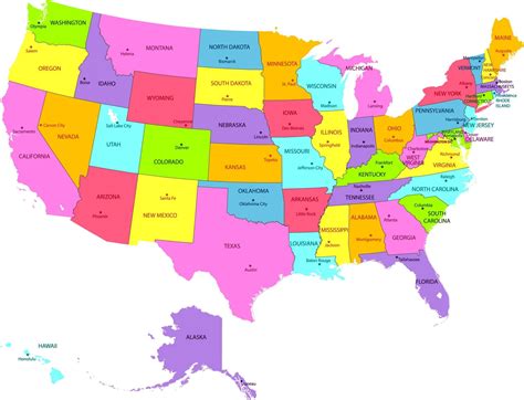 Map of United States of America (USA) | USA Flag facts | Blank, Outline ...