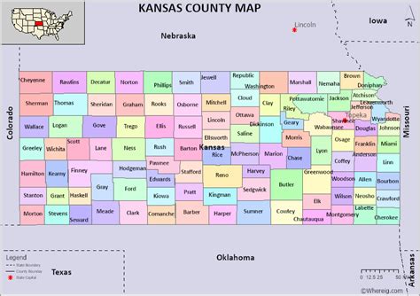 Kansas County Map, List of Counties in Kansas with Seats