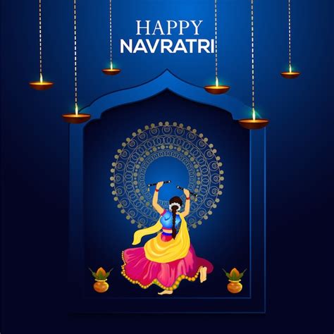 Premium Vector | Happy navratri and dandiya celebration