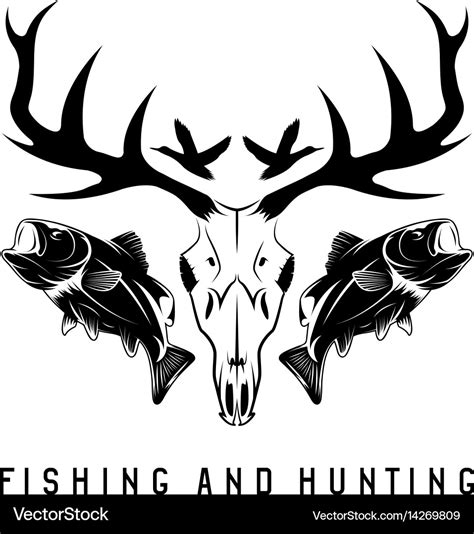 Hunting and fishing vintage emblem design template