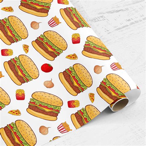 hamburger gift wrap food decopatch paper Wrapping Paper Roll Burger ...