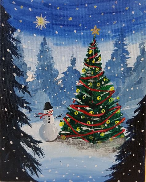 Christmas Tree Paintings Easy Acrylic