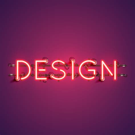 Neon realistic word 'DESIGN' for advertising, vector illustration ...