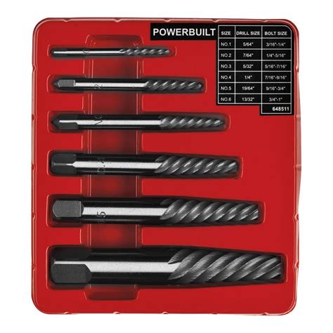 Powerbuilt® 648511 - Screw Extractor Set 6 Pc - TOOLSiD.com