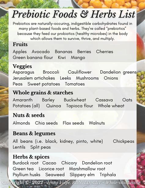 Prebiotic Foods & Herbs List PDF (Free Download) | Jenna Volpe, RDN, LD ...