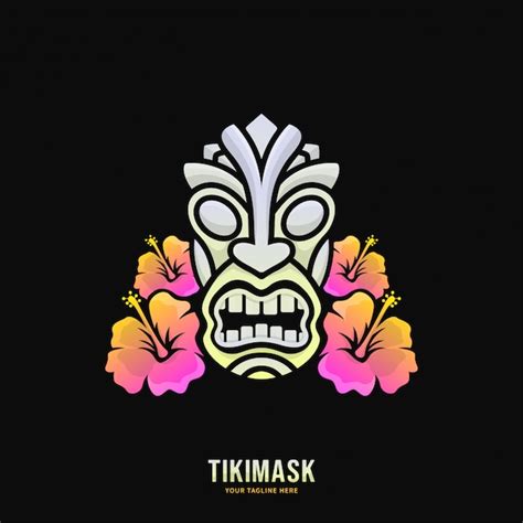 Premium Vector | Colorful tiki mask logo