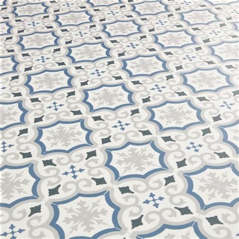 Cuenca Blue Sheet Vinyl Flooring - Cushioned for a softer feel underfoot.